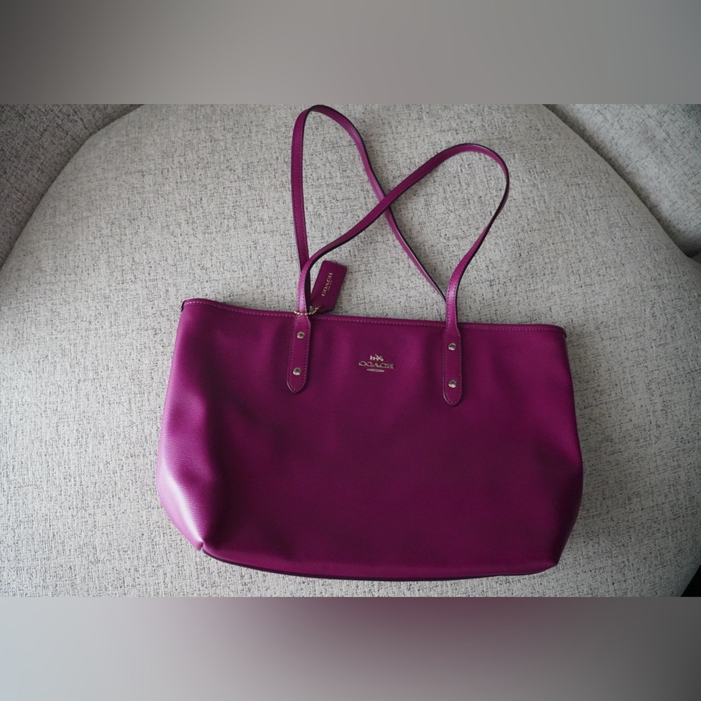 Coach Magenta Leather Tote Bag